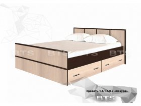 Кровать двуспальная с ящиками 1,4м Сакура (BTS) в Садовом - sadovyj.mebel-nsk.ru | фото
