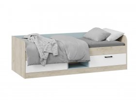 Кровать комбинированная «Оливер» Тип 1 401.003.000 (дуб крафт серый/белый/серо-голубой) в Садовом - sadovyj.mebel-nsk.ru | фото