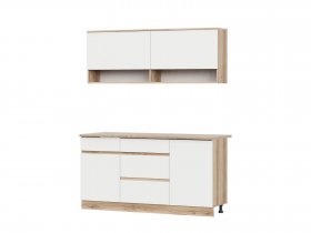 Кухонный гарнитур 1,6м Брауни (дуб делано/белый) в Садовом - sadovyj.mebel-nsk.ru | фото