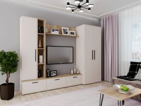 Модульная стенка Верона (сатин/дуб крафт серый) в Садовом - sadovyj.mebel-nsk.ru | фото