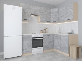 Модульная угловая кухня 1,4м*2,1м Лада (цемент) в Садовом - sadovyj.mebel-nsk.ru | фото