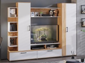 Стенка «Дакота» (дуб крафт золотой/белый ясень) в Садовом - sadovyj.mebel-nsk.ru | фото
