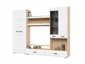 Стенка ГС-01 Либерти (дуб сонома/белый глянец) в Садовом - sadovyj.mebel-nsk.ru | фото