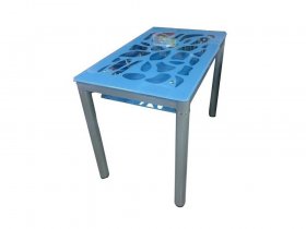 Стол обеденный В 828-2 (стекло голубое) в Садовом - sadovyj.mebel-nsk.ru | фото